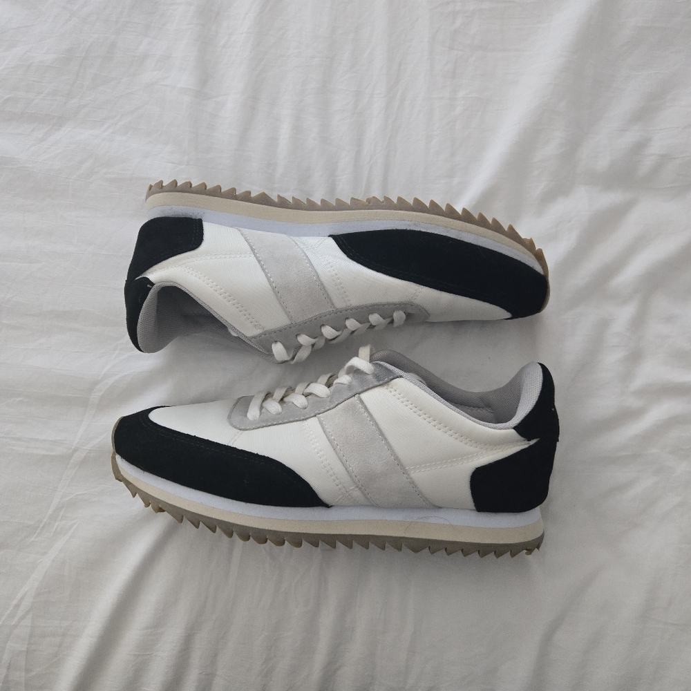 J. Crew Stylish Leather Black and White Women's Sneakers